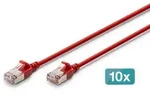 Digitus CAT 6A F-FTP Slim Patchkabel, 1 m, Rot, 10 St&uuml;ck