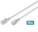 Digitus CAT 6A F-FTP Slim Patchkabel, 0,3m, Grau, 10 St&uuml;ck