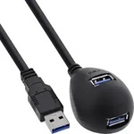 InLine USB 3.2 Gen.1 Verl&auml;ngerung, A Stecker auf 2x A Buchse, Standfu&szlig;, 1m