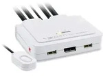 InLine KVM Switch, 2-fach, Displayport 1.2, 4K, USB, mit Audio, integr. Kabel