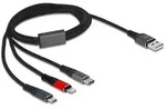 DeLOCK USB Ladekabel 3 in 1 Typ-A zu Lightning / Micro USB / USB Type-C 1 m 3-farbig