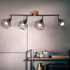 BRILLIANT Lampe, Avia Spotrohr 4flg schwarz/holzfarbend, Metall/Holz, 4x D45, E14,