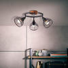 BRILLIANT Lampe, Avia Spotspirale 3flg schwarz/holzfarbend, Metall/Holz, 3x D45, E14,