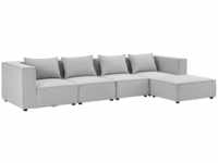 Juskys modulares Sofa Domas XL - Couch Wohnzimmer - 4 Sitzer - Ottomane & Kissen -