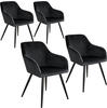 tectake® 4er Set Stuhl Marilyn Samtoptik, schwarze Stuhlbeine - schwarz