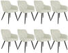 tectake® 8er Set Stuhl, gepolstert, in Leinenoptik, schwarze Stahlbeine, 58 x 62 x