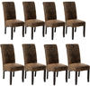 tectake® 8er Set Esszimmerstuhl, gepolstert mit Kunstlederbezug, massive Holzbeine,