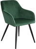 tectake® Stuhl Marilyn Samtoptik, schwarze Stuhlbeine - dunkelgrün/schwarz