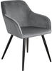 tectake® Stuhl Marilyn Samtoptik, schwarze Stuhlbeine - grau/schwarz