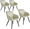 tectake® 4er Set Stuhl, gepolstert mit Stoffbezug, schwarze Stahlbeine, 58 x 62 x 82