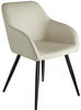 tectake® Stuhl, gepolstert mit Stoffbezug, schwarze Stahlbeine, 58 x 62 x 82 cm