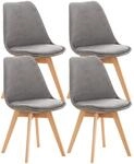 CLP 4er Set Esszimmerstuhl Linares Kunststoff I Stoff I Samt I Cord I Lederoptik I