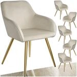 tectake&reg; Esszimmerstuhl, gepolstert, in Samtoptik, goldene Stahlbeine, 58 x 62 x 82