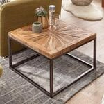 Couchtisch Massivholz quadratisch 55cm Wohnzimmertisch Metallgestell Industrial