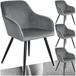 tectake&reg; Esszimmerstuhl, gepolstert, in Samtoptik, schwarze Stahlbeine, 58 x 62 x 82