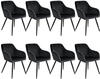 tectake® 8er Set Stuhl Marilyn Samtoptik, schwarze Stuhlbeine - schwarz