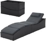 Juskys Sonnenliege Lamia klappbar - Polyrattan Gartenliege mit Auflage - Outdoor