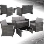 tectake&reg; Rattan Lounge, f&uuml;r 4 Personen, UV-best&auml;ndig, mit Sicherheitsglasplatte