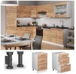 Vicco Schubunterschrank K&uuml;chenschrank K&uuml;chenm&ouml;bel Fame-Line Wei&szlig; Eiche modern 50
