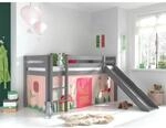 Spielbett Pino inkl. Rutsche mit Textilset Vorhang versch. Designs