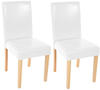 2er-Set Esszimmerstuhl Stuhl Küchenstuhl Littau ~ Leder, weiß, helle Beine