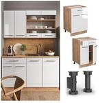 Vicco Schubunterschrank K&uuml;chenschrank K&uuml;chenm&ouml;bel Fame-Line Eiche Wei&szlig; modern 60