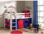 Vipack Spielbett Pino mit Textilset "Domino", Kiefer massiv weiss lackiert