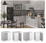 Vicco Eckunterschrank K&uuml;chenschrank K&uuml;chenzeile R-Line 86 cm Wei&szlig; Beton T&uuml;r
