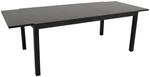 DEGAMO Ausziehtisch ELBA 200/300x110cm, Aluminium anthrazit + Glas schwarz