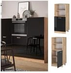 Vicco Vorratsschrank K&uuml;chenschrank R-Line Solid Eiche Schwarz 60 cm modern kleine