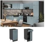 Vicco Schubunterschrank K&uuml;chenschrank R-Line Solid Anthrazit Blau Grau 40 cm modern