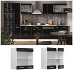 Vicco Glash&auml;ngeschrank K&uuml;chenschrank R-Line Solid Wei&szlig; Schwarz 60 cm modern