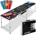 tectake&reg; Aluminium Bierpongtisch, mit Eisfach, klappbar, bodenschonende