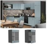 Vicco Glash&auml;ngeschrank K&uuml;chenschrank R-Line Solid Anthrazit Blau Grau 40 cm modern