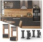 VICCO Mikrowellenschrank 60 cm Goldcraft/Anthrazit Landhaus K&uuml;chenschrank Backofen