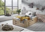Stauraumbett Noah 140 x 200 cm, ohne Lattenrost mit 5 Bettschubladen, Ausf. Eiche