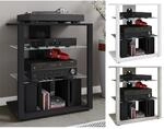 VCM Hifi Holz M&ouml;bel Rack Schrank Phono Regal 2 Glasb&ouml;den Ma&szlig;e: H. 70 x B. 60