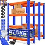 MASKO&reg; 2er-Set Lagerregal Schwerlastregal, Kellerregal, verstellbare Ablagen,