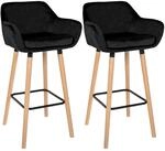CLP Barhocker 2er Set gepolstert mit Lehne Grant, Barstuhl mit Samtbezug,...