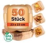 GOURMETmaxx Backpapier-Schalenf&uuml;r Hei&szlig;luft-Fritteusen 50er-Set 23x23x4,5cm...