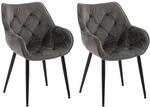 CLP 2er Set Stuhl Tanna Samt I Esszimmerstuhl Mit Armlehne I Gesteppter Polsterstuhl
