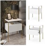 Vicco Nachtschrank Mira Wei&szlig; Gold 40 x 50 cm Schublade Ablage Nachtkommode