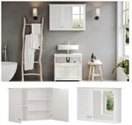 Vicco Spiegelschrank Riad, 68 x 49 cm, Wei&szlig;, Glasschrank mit 2 T&uuml;ren, Badezimmer