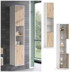Vicco Hochschrank Henri 30 x 165 cm, Wei&szlig;, 2 T&uuml;ren, Ablage, Badschrank, modern