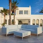 Alu-Garten-Garnitur MCW-C47, Sofa, Outdoor Stoff/Textil ~ blau ohne Ablage, ohne
