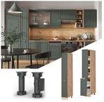 Vicco Apothekerhochschrank K&uuml;chenschrank K&uuml;chenm&ouml;bel Fame-Line Eiche Gr&uuml;n-Gold