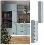 Vicco Apothekerhochschrank K&uuml;chenschrank R-Line Solid Wei&szlig; Blau Grau 30 cm modern