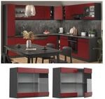 Vicco Glash&auml;ngeschrank K&uuml;chenschrank K&uuml;chenm&ouml;bel R-Line J-Shape Anthrazit Rot 80