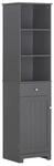 SoBuy Badezimmer-Hochschrank mit 1 Schublade Dunkelgrau 40x35x161,5cm Modern
