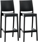 CLP 2er Set Barhocker Maya Aus Wetterbest&auml;ndigem Kunststoff I 2x Tresenhocker Mit
